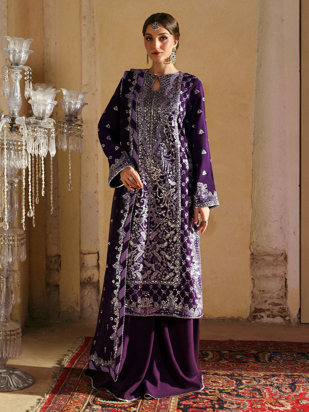 Mahnur Arusa PK-09 embroidered silk shirt with chiffon dupatta – Pakeezah Luxury Formals