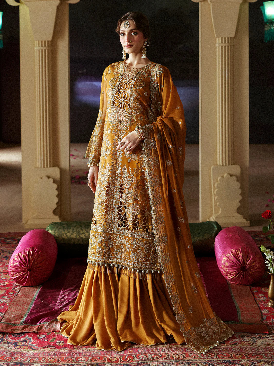 Mahnur Gulebahar PK-03 luxury formals with raw silk trouser
