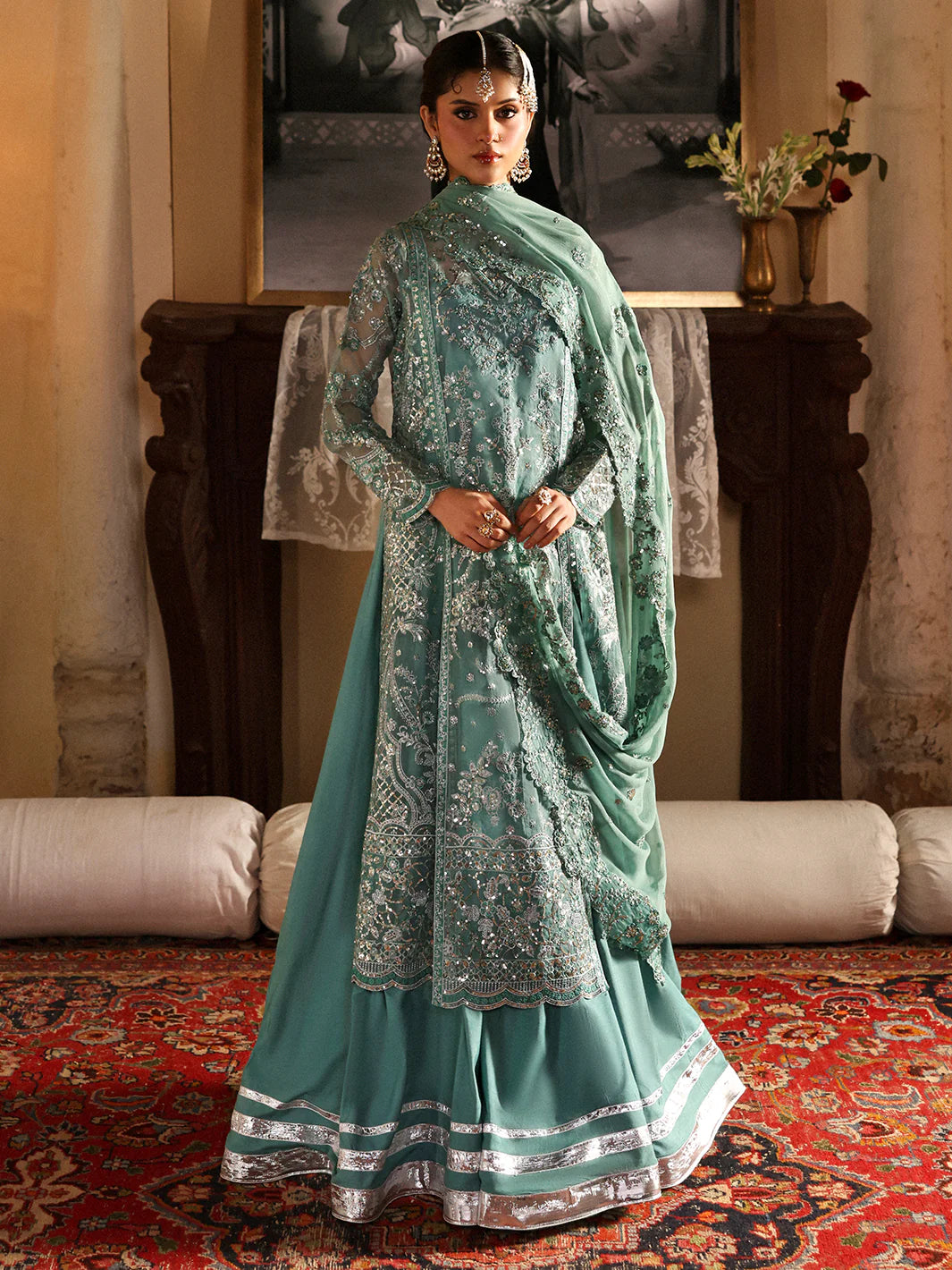 Mahnur Nashmira PK-05 embroidered organza shirt with chiffon dupatta