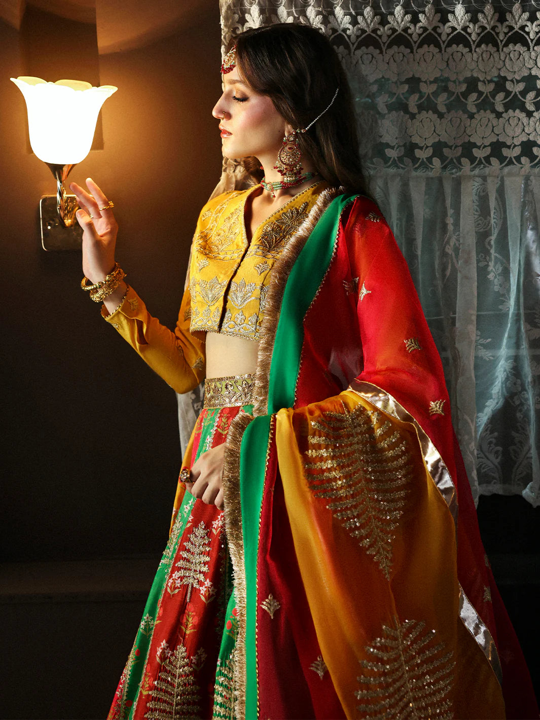 Mahnur Nazgul PK-07 Pakeezah Luxury Formals silk panels and embroidered borders