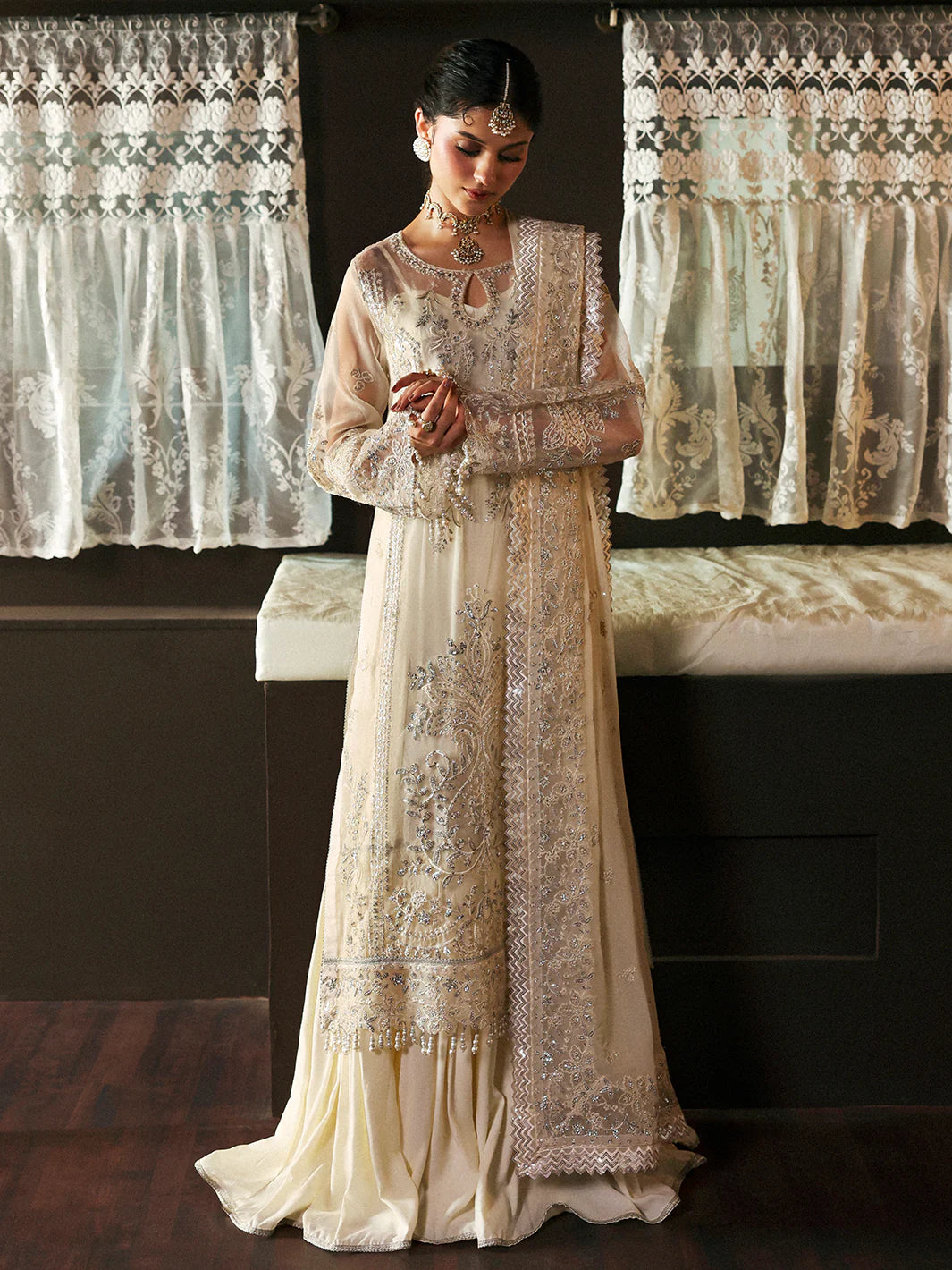 Mahnur Nehaаb PK - 10 with raw silk trouser and embroidered chiffon dupatta