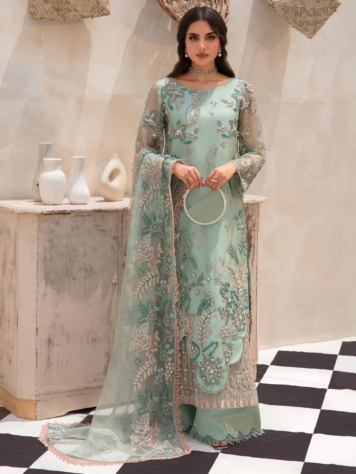 Ayesha & Usman Unstitched Embroidered Net Collection '23 By Azzal D-03 NIA