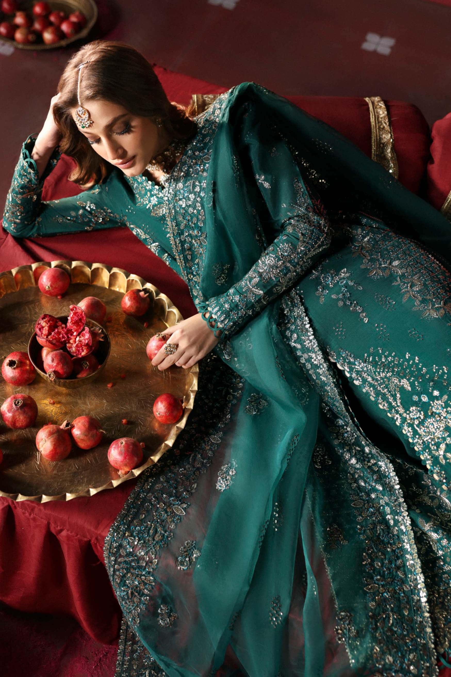 Organza dupatta with full embroidery – Afrozeh Shahnisa