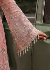 Kanwal Malik Maahi Festive 2025 Shabnam in blush – hand-embellished organza shirt with laser-cut dupatta and screen-printed trouser, available at Highway Fashion