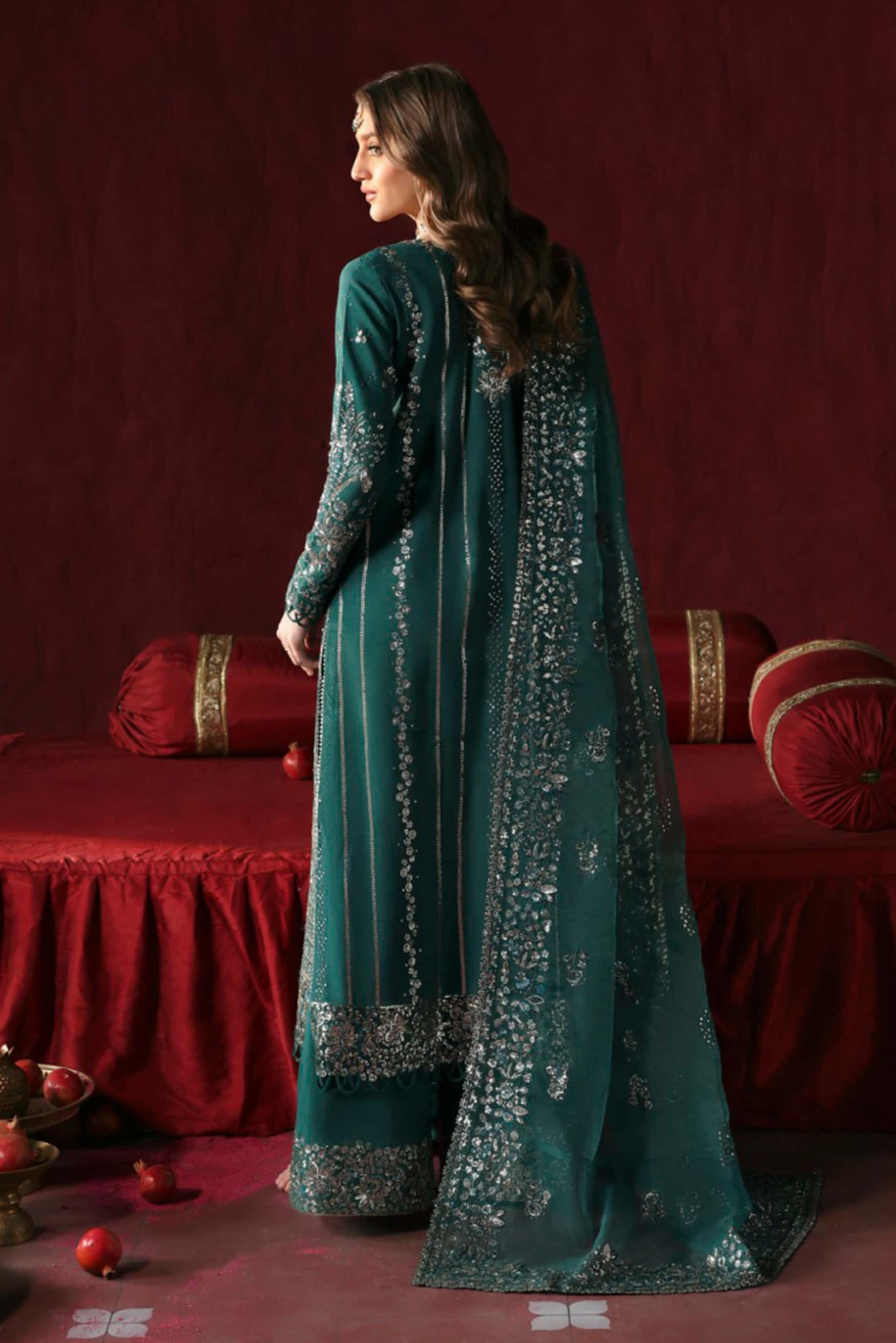 Pair of embroidered sleeves for Afrozeh Shahnisa in raw silk