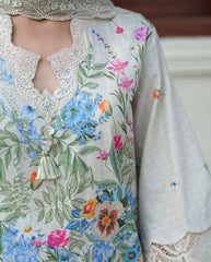 Roheenaz Whispered Florals Unstitched Volume 2 | Pale Peony