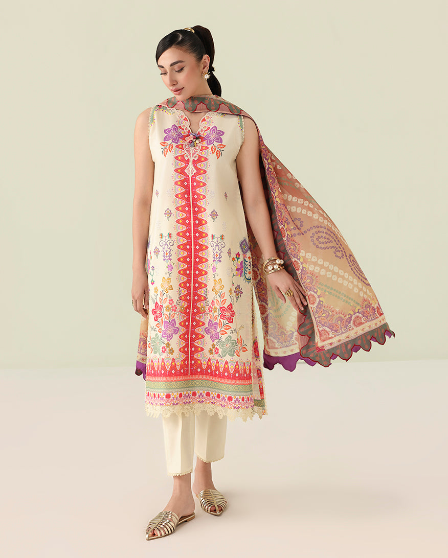 Roheenaz Rosette Unstitched Lawn '26 | Pastel Symphony