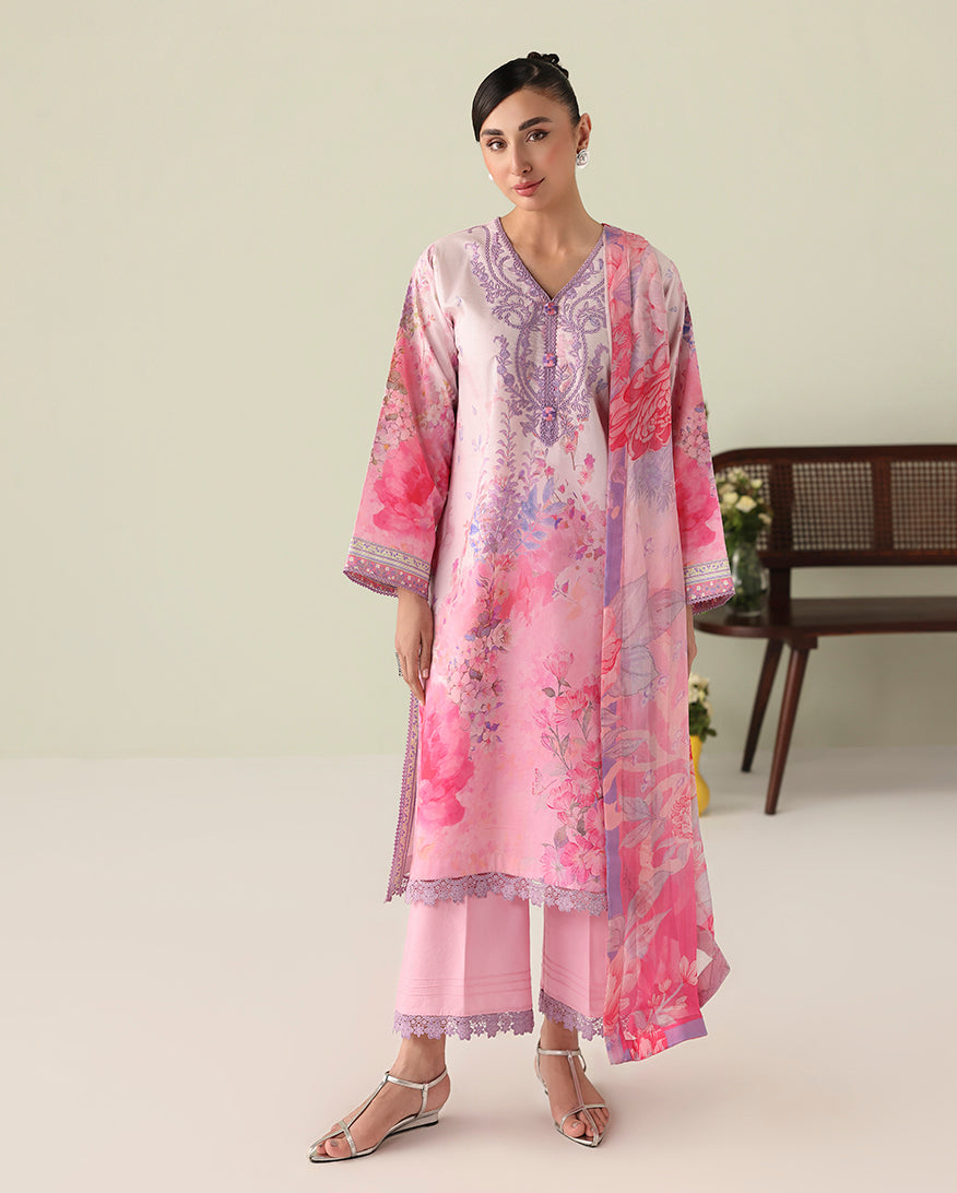 Roheenaz Rosette Unstitched Lawn '26 | Petal Whispers