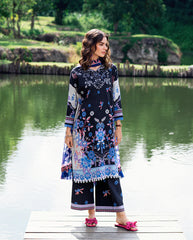 Printed chiffon dupatta of Roheenaz Garden Veil'25 BlackBerry Frost