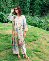 Printed lawn front of Roheenaz Melon Muse summer dress