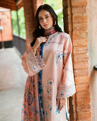 Printed silk dupatta with summer tones – Roheenaz Islene