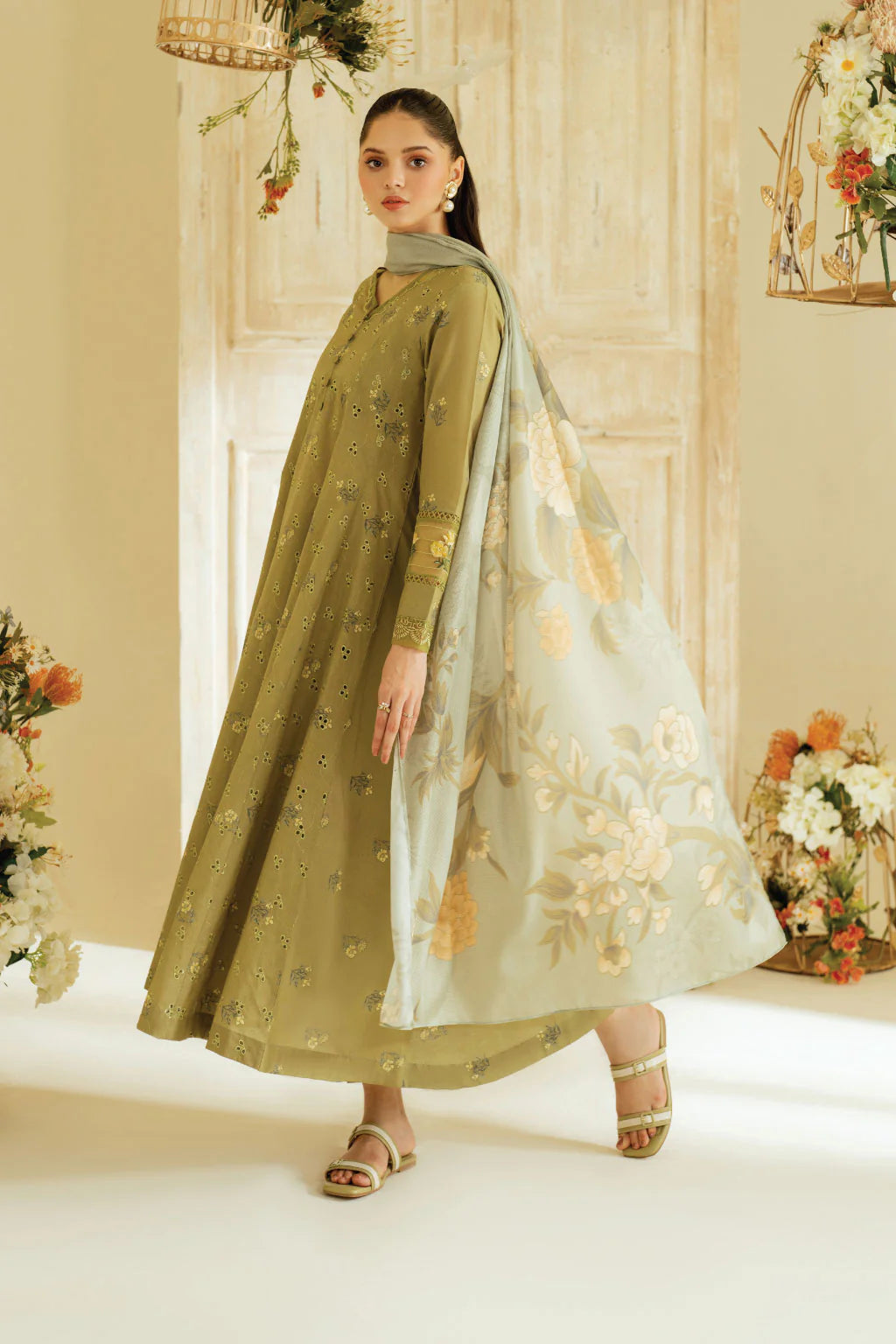 Printed star cotton dupatta of Iznik UE-447