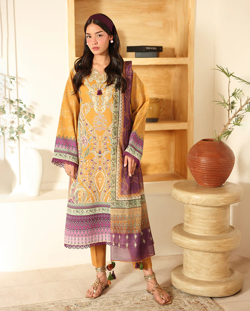 Roheenaz Amaaya Pareesa Printed cambric shirt with monar dupatta