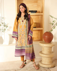 Roheenaz Amaaya Pareesa Printed cambric shirt with monar dupatta