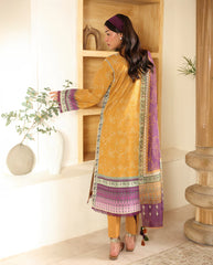 Roheenaz Amaaya three-piece printed dress with embroidered neckline