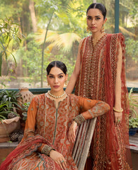 SOPHIEE designer dress by Xenia Formals with embroidered sleeves and patches