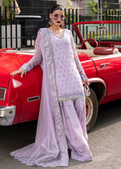 Sequins embroidered chiffon front panel of CT 25002 Lavendine by Sahane