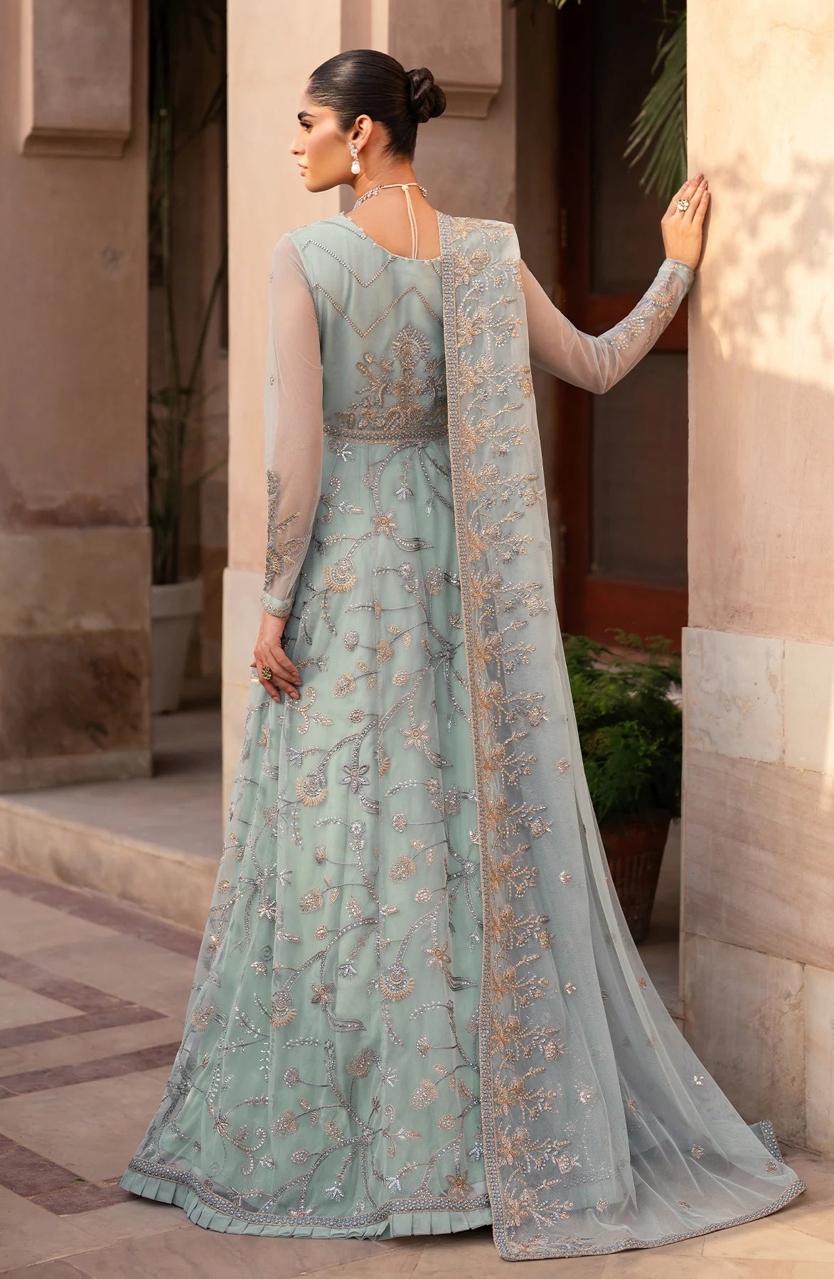 Sleeves in sequins embroidered net for SBA-06 INEESA formal suit
