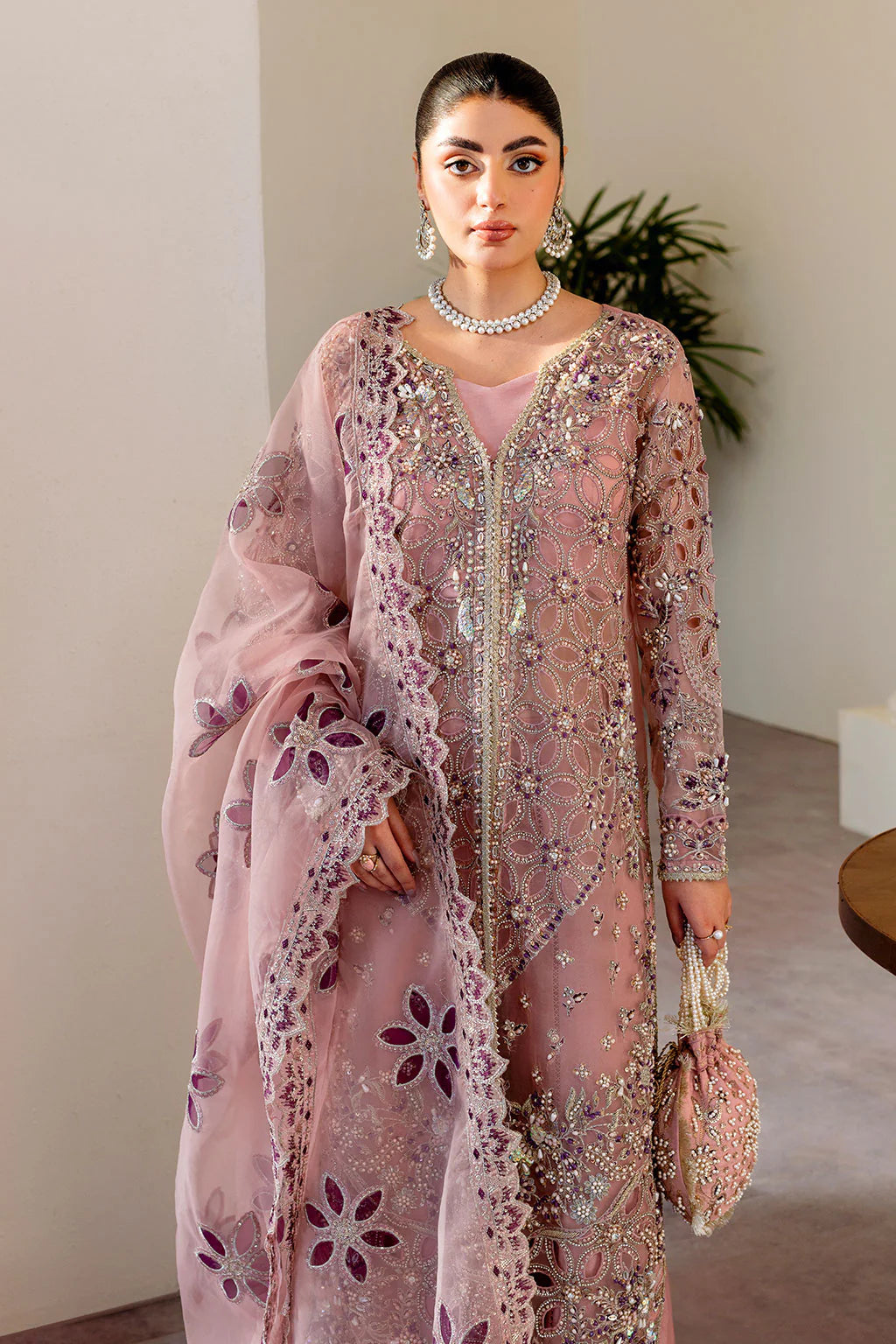 Sleeve border with hand embellishment from Ramsha H-501 wedding wear