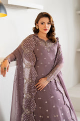 Sleeves and yoke embroidery on chiffon in Julia by Alizeh
