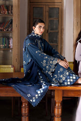 Dreamy Dune — blue linen printed 3PC suit by Cross Stitch