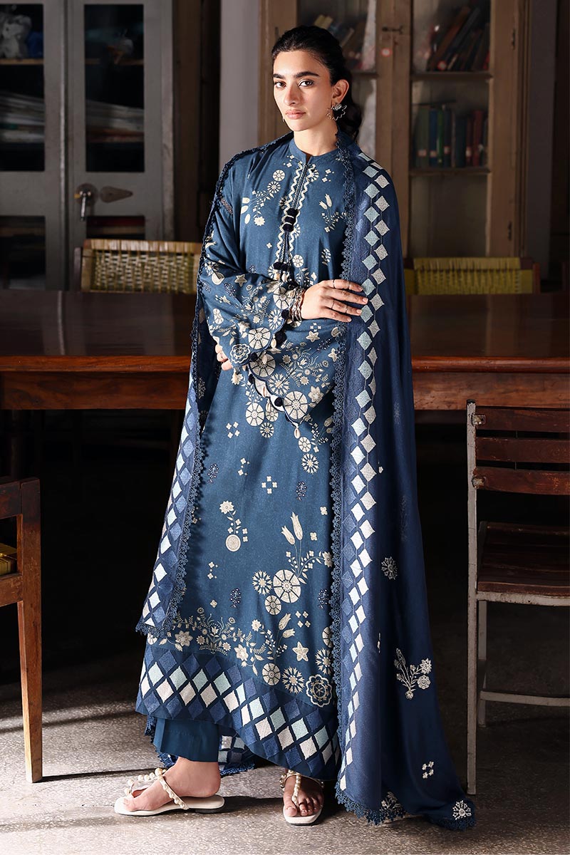 Dreamy Dune — blue linen printed 3PC suit by Cross Stitch