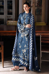 Dreamy Dune — blue linen printed 3PC suit by Cross Stitch