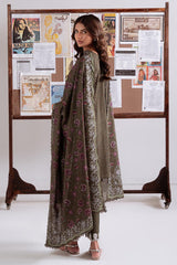 Olive Charm — green khaddar printed 3PC suit by Cross Stitch. 🌿