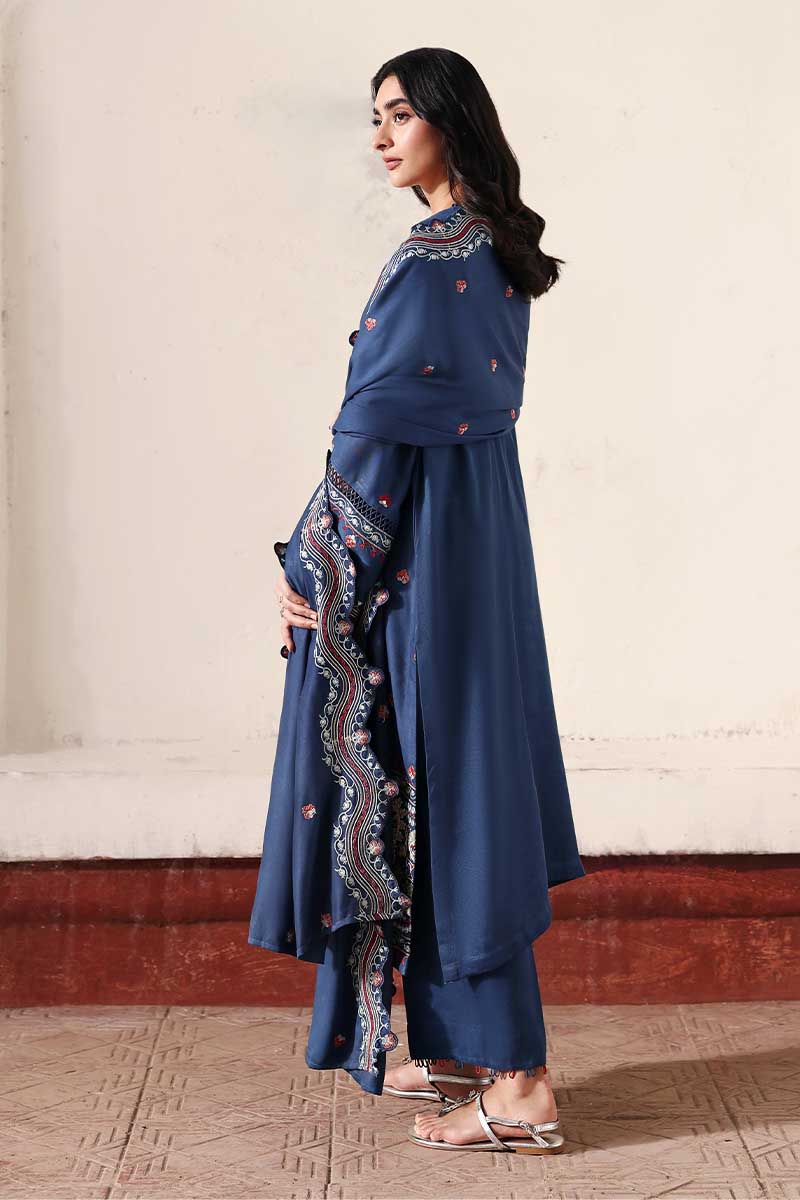 Moonlit Garden — blue embroidered marina suit by Cross Stitch. ❄️