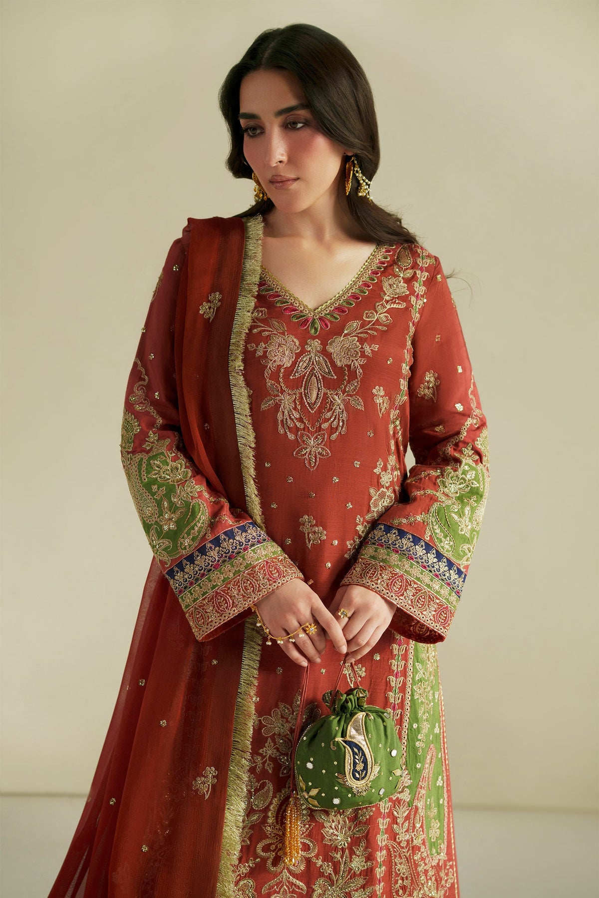Vera Raw Silk Edit '26 | Zar Rust Shirt Set