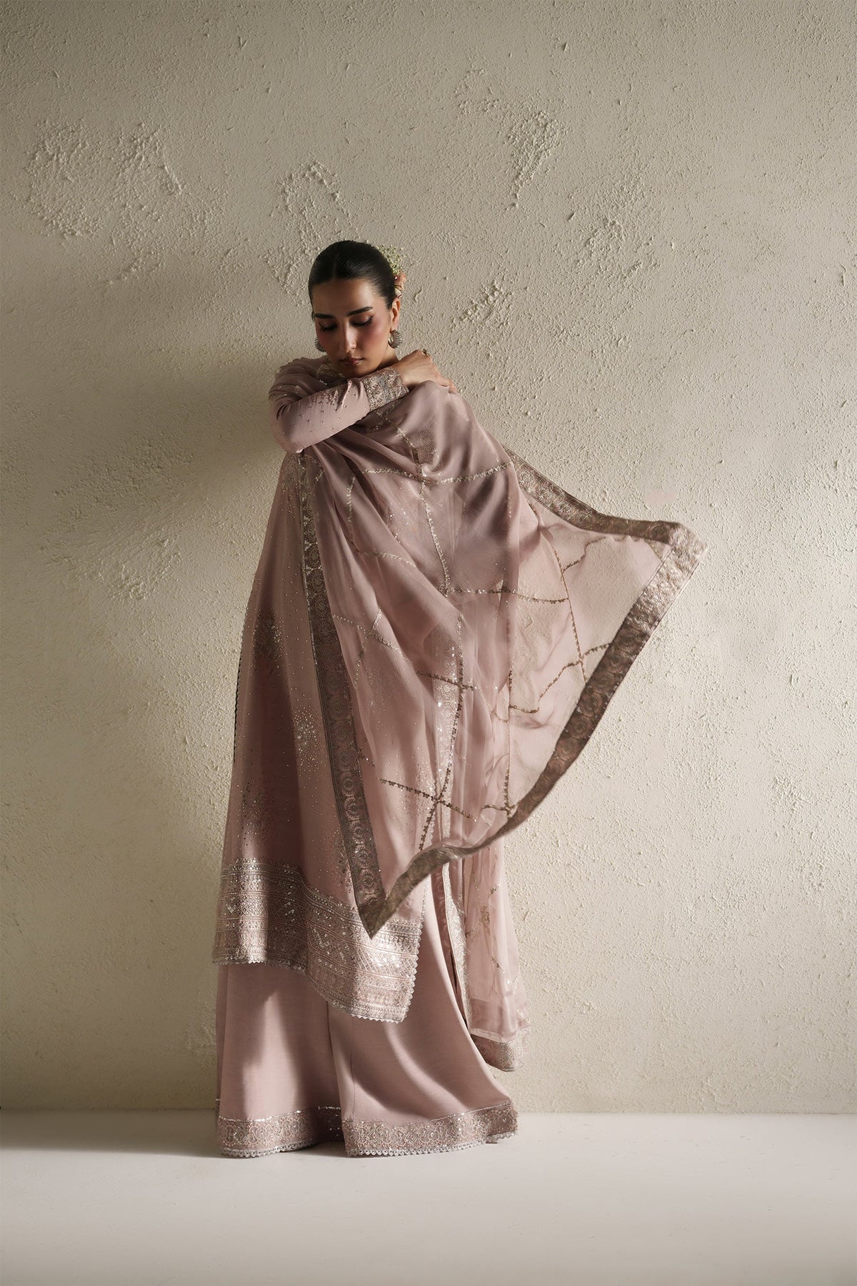 Vera Raw Silk Edit '26 | Naqsh Soft Pink Shirt Set