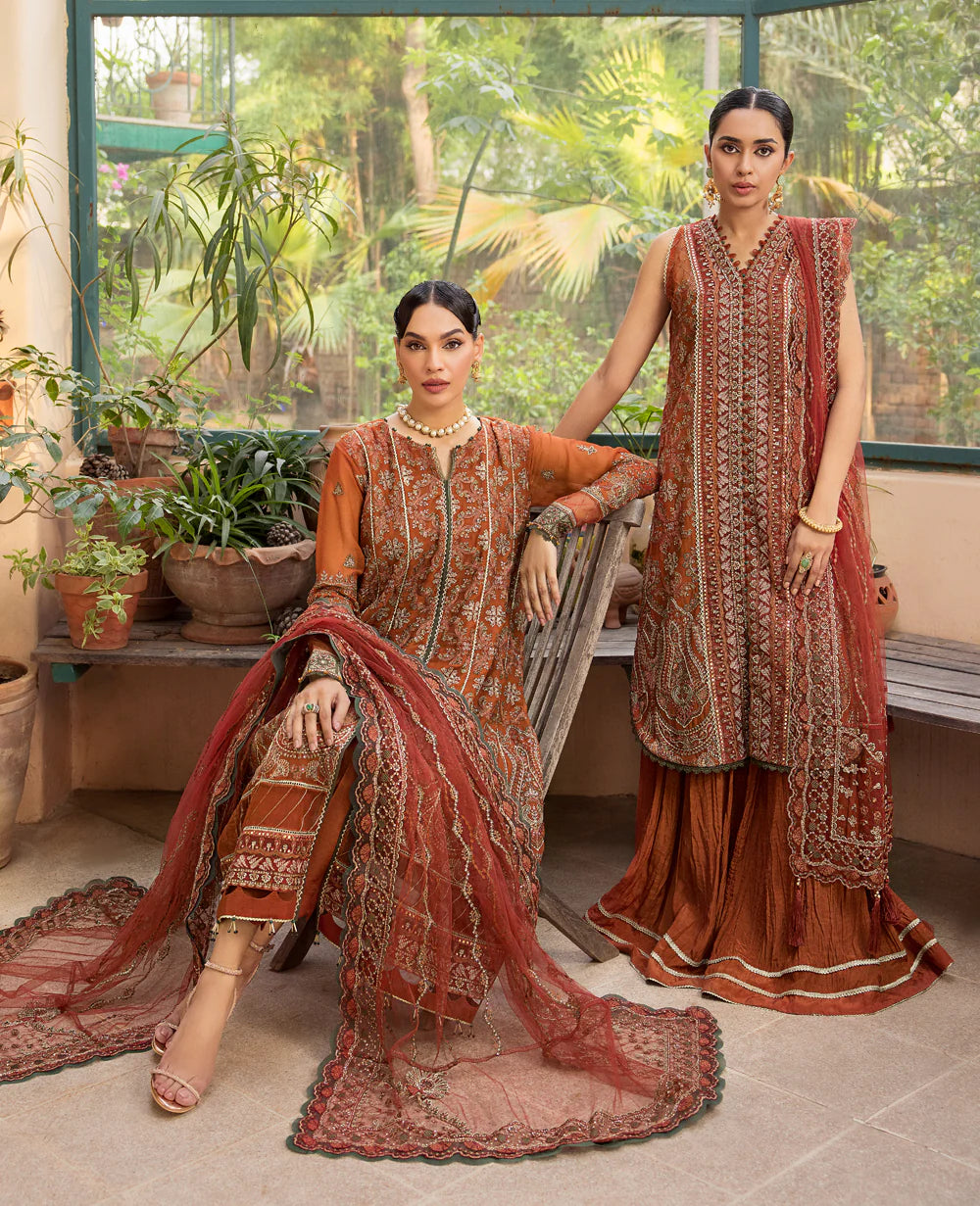 Xenia Formals SOPHIEE embroidered chiffon front and net dupatta dress