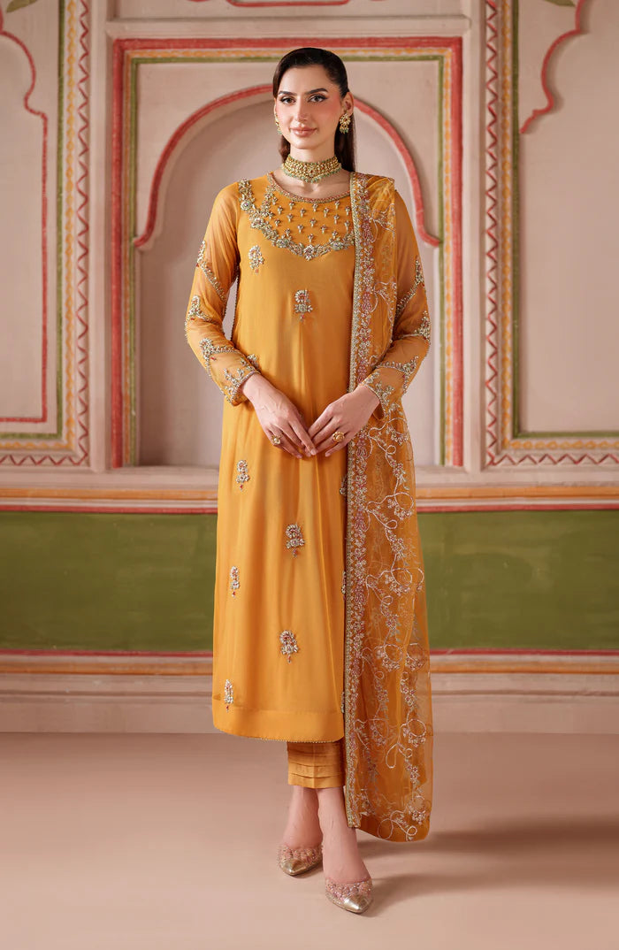 Zarif SOHA Falesia Formals '25 hand-embellished net shirt with raw silk trouser