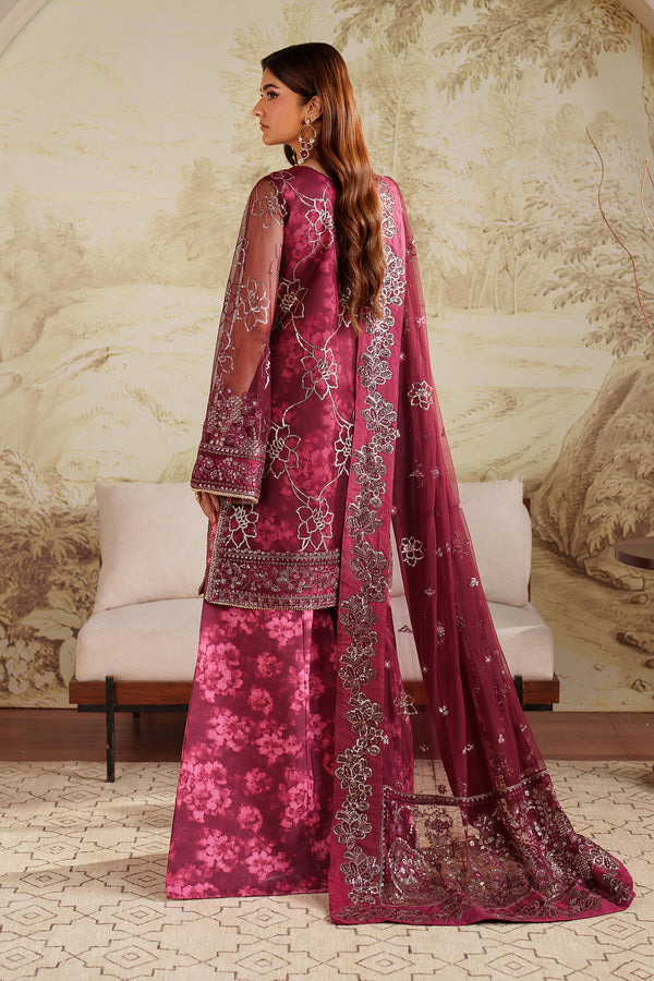 Zarif Zaneera Falek red sequins embroidered net formal dress