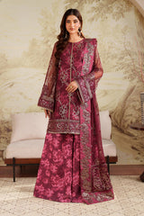 Zarif Zaneera Falek red sequins embroidered net formal dress – front view