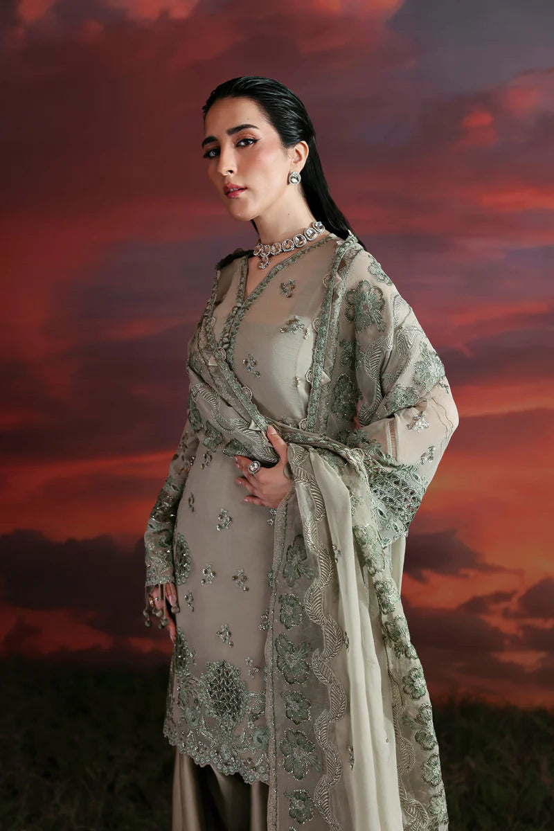 Zarposh Nerine designer festive wear with chiffon and raw silk combination