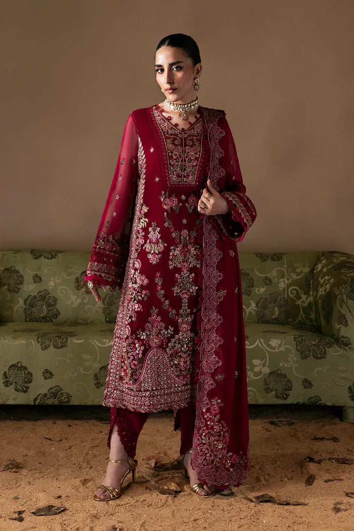 Zarposh Poise Moonlit Muse embroidered chiffon dress with raw silk