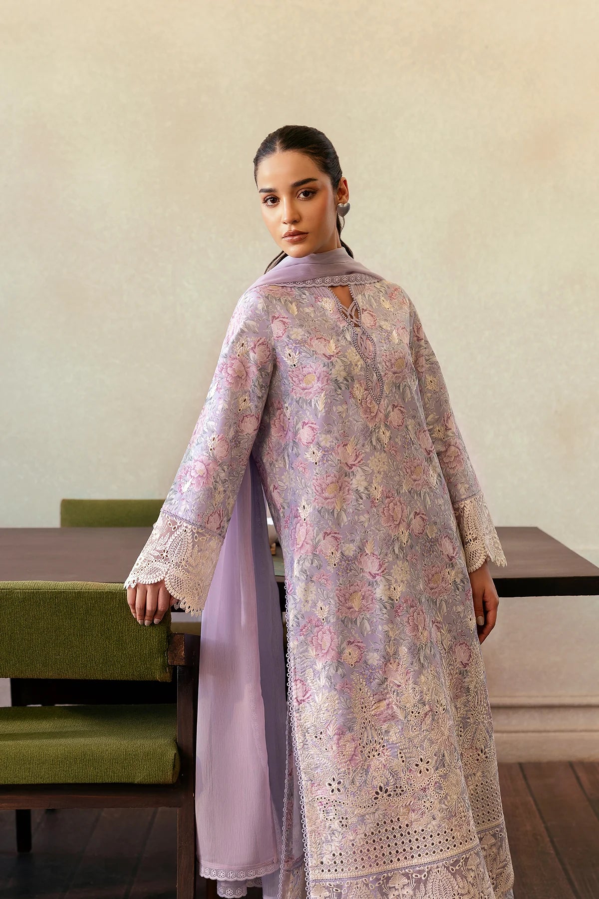 Hand-Embroidered Sleeves - Afrozeh Dust Lit Lawn Suit