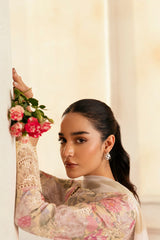 Embroidered Digital Print Front - Afrozeh Glow Streaked Lawn