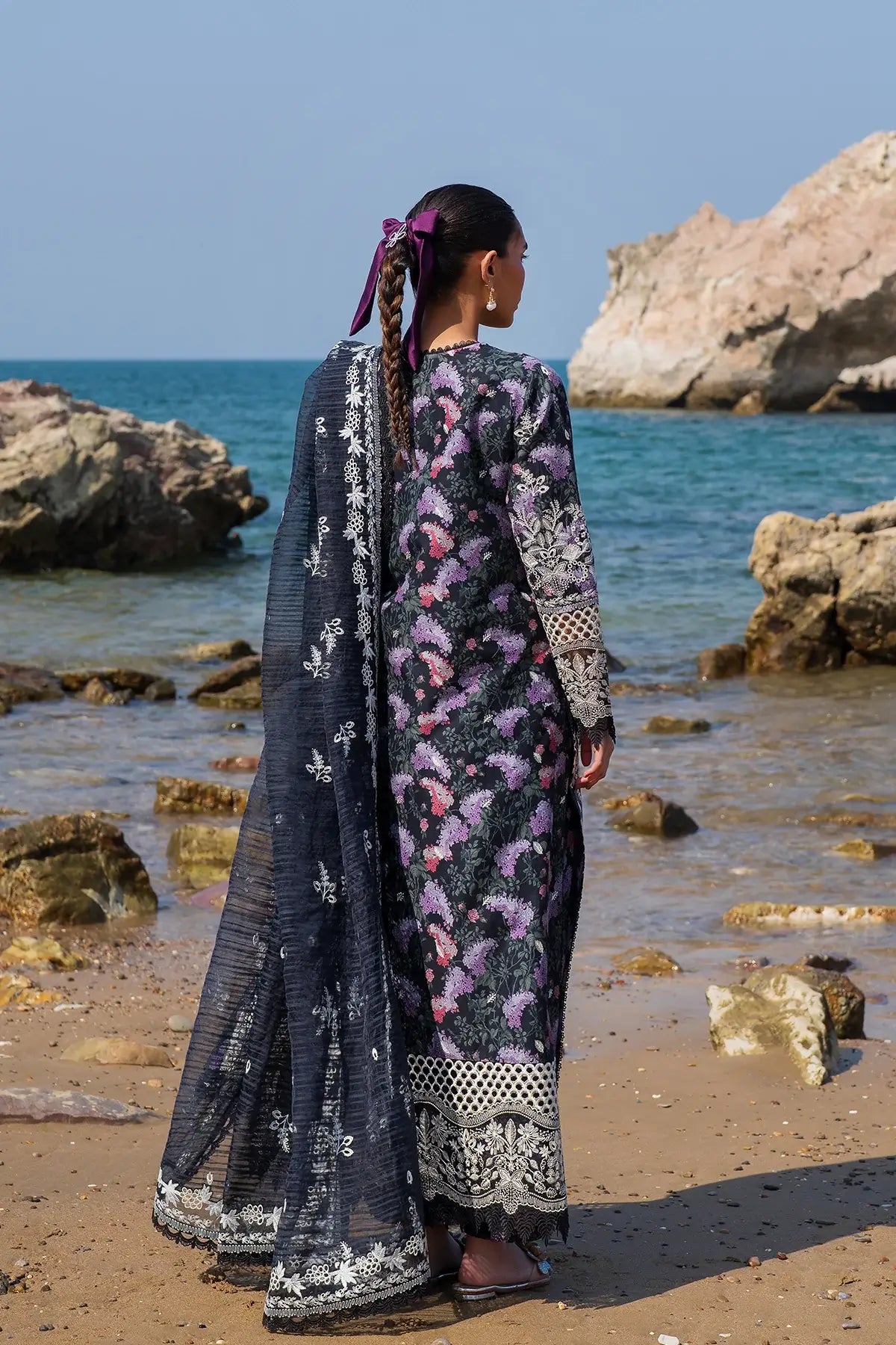 Silk Organza Dupatta with Embroidery - Afrozeh Velour Lawn Suit