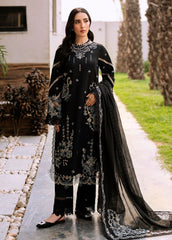Embroidered front view of black lawn shirt from Florent FEF-9