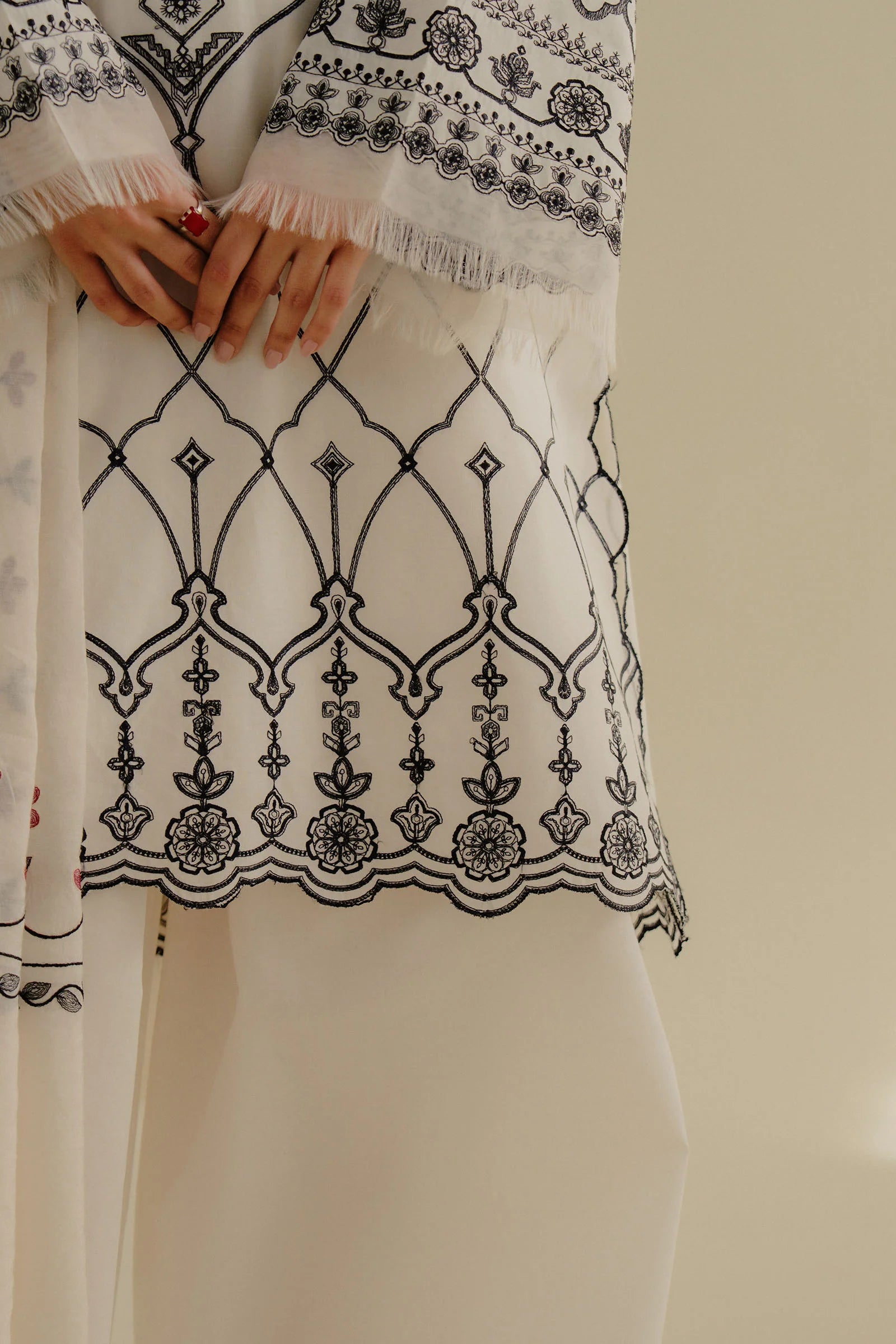 Hand-Embroidered Pallu Detail - COCO LAWN EDIT II