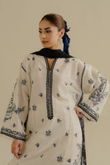 COCO By Zara Shahjahan Yana-4A - Front View (White Embroidered Lawn Suit)