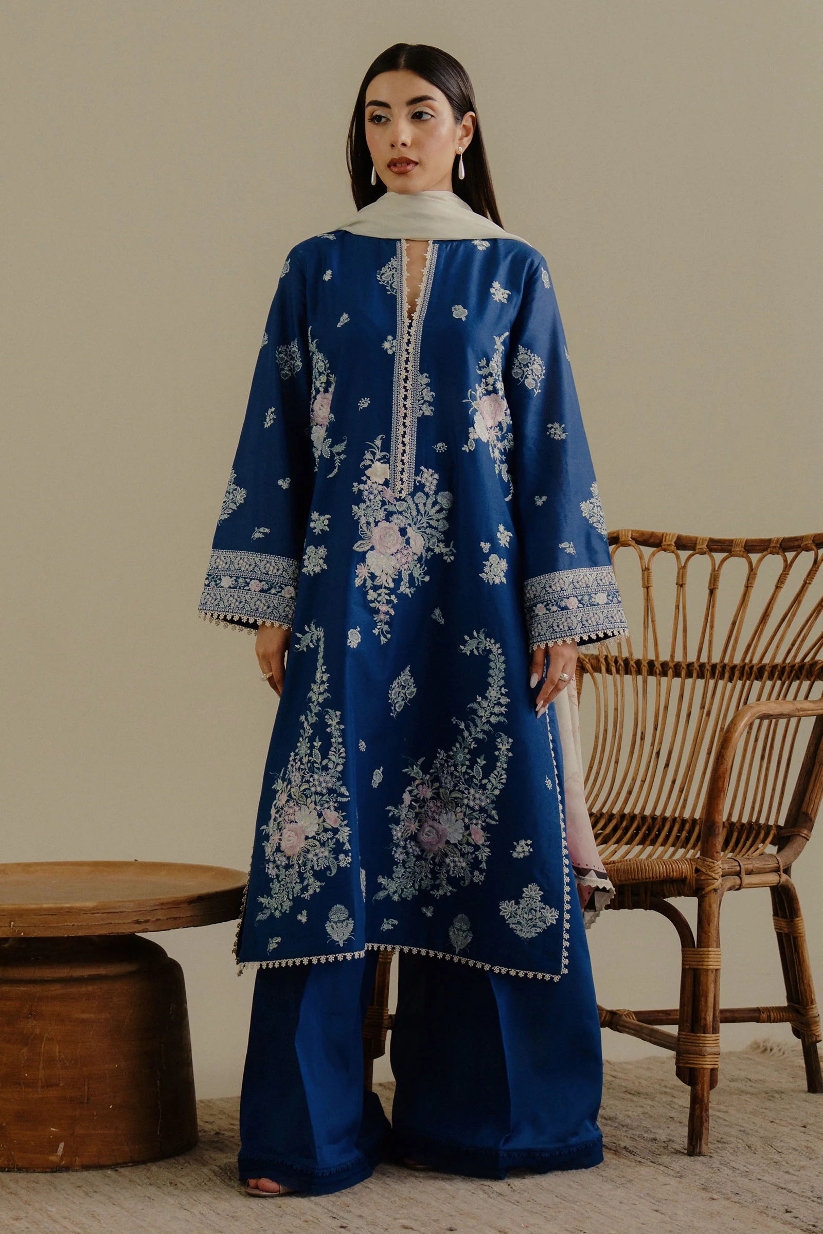 Embroidered lawn front panel of Luleh-3A by COCO By Zara Shahjahan