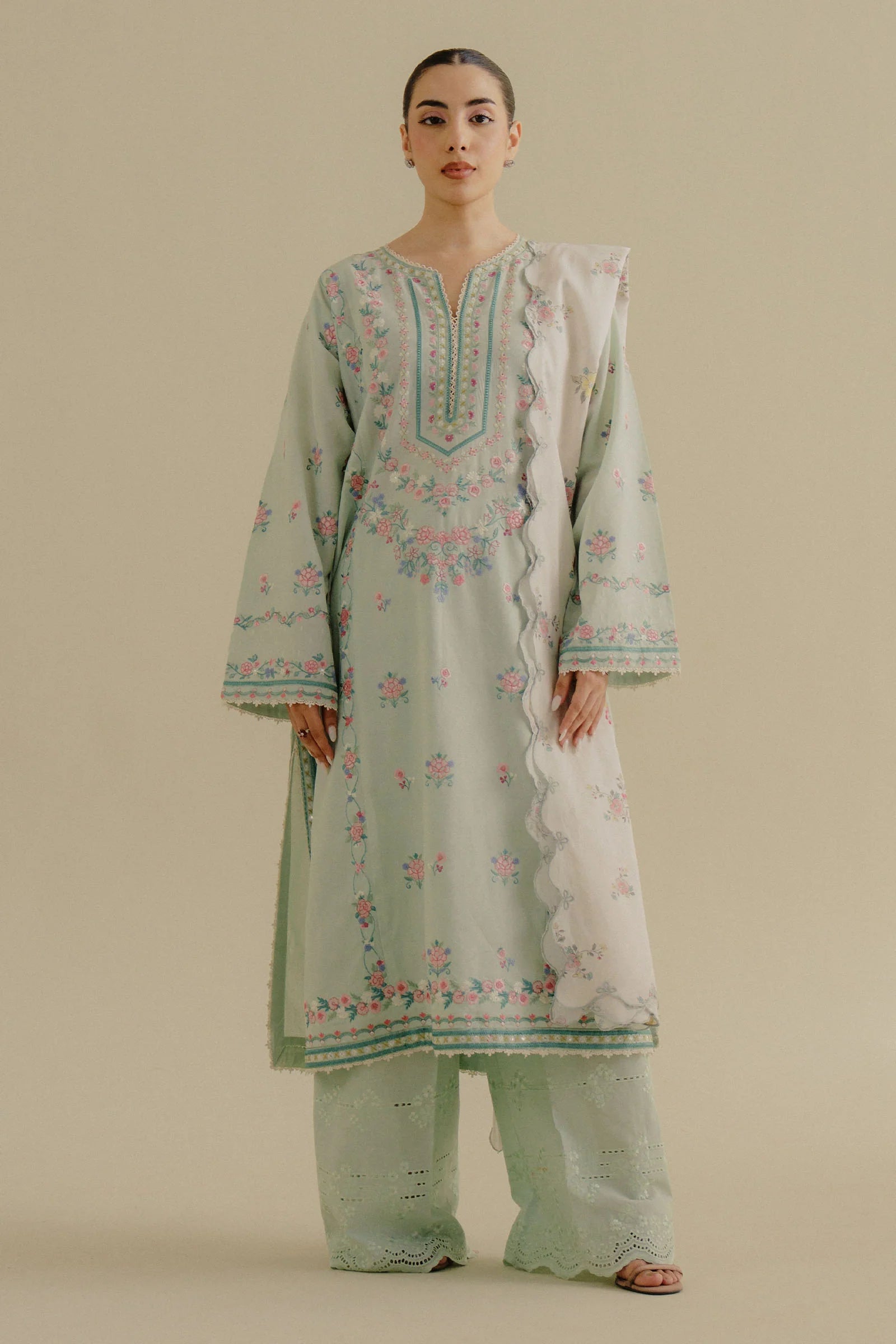 Embroidered jacquard front panel of Zeest-9A by COCO Zara Shahjahan