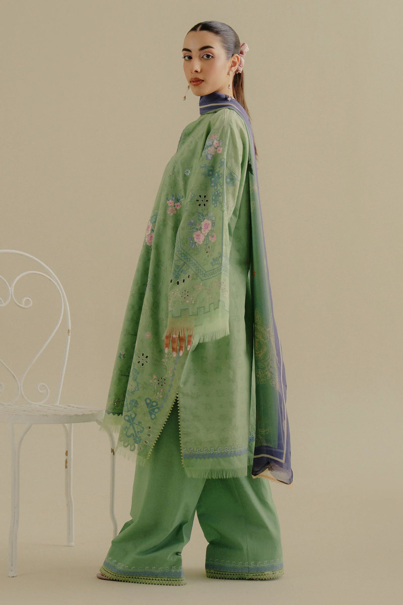 Hand-Embroidered Jacquard Back Panel - COCO LAWN EDIT II Collection