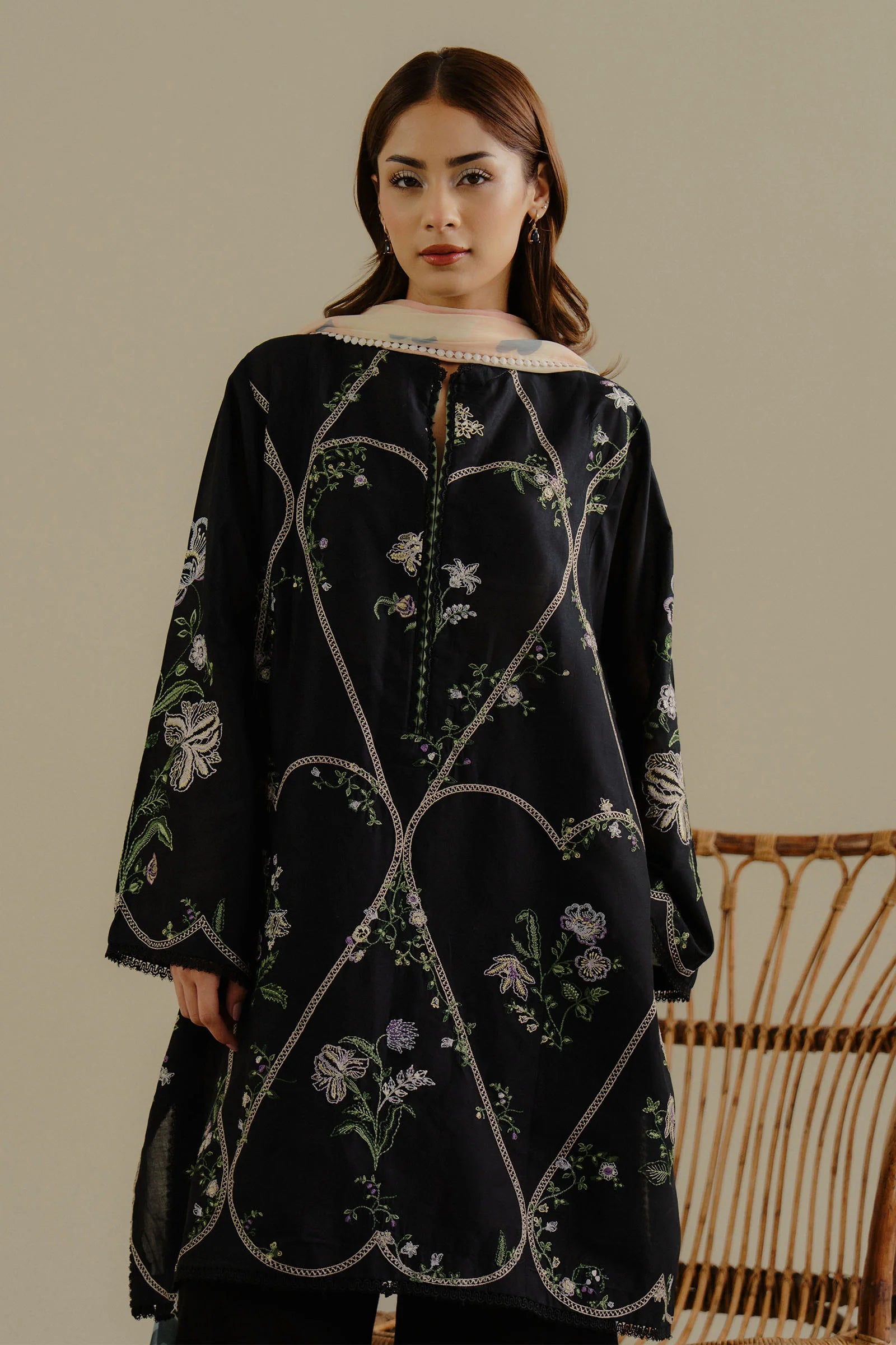 Digital Printed Chiffon Dupatta - COCO By Zara Shahjahan Tara-8A