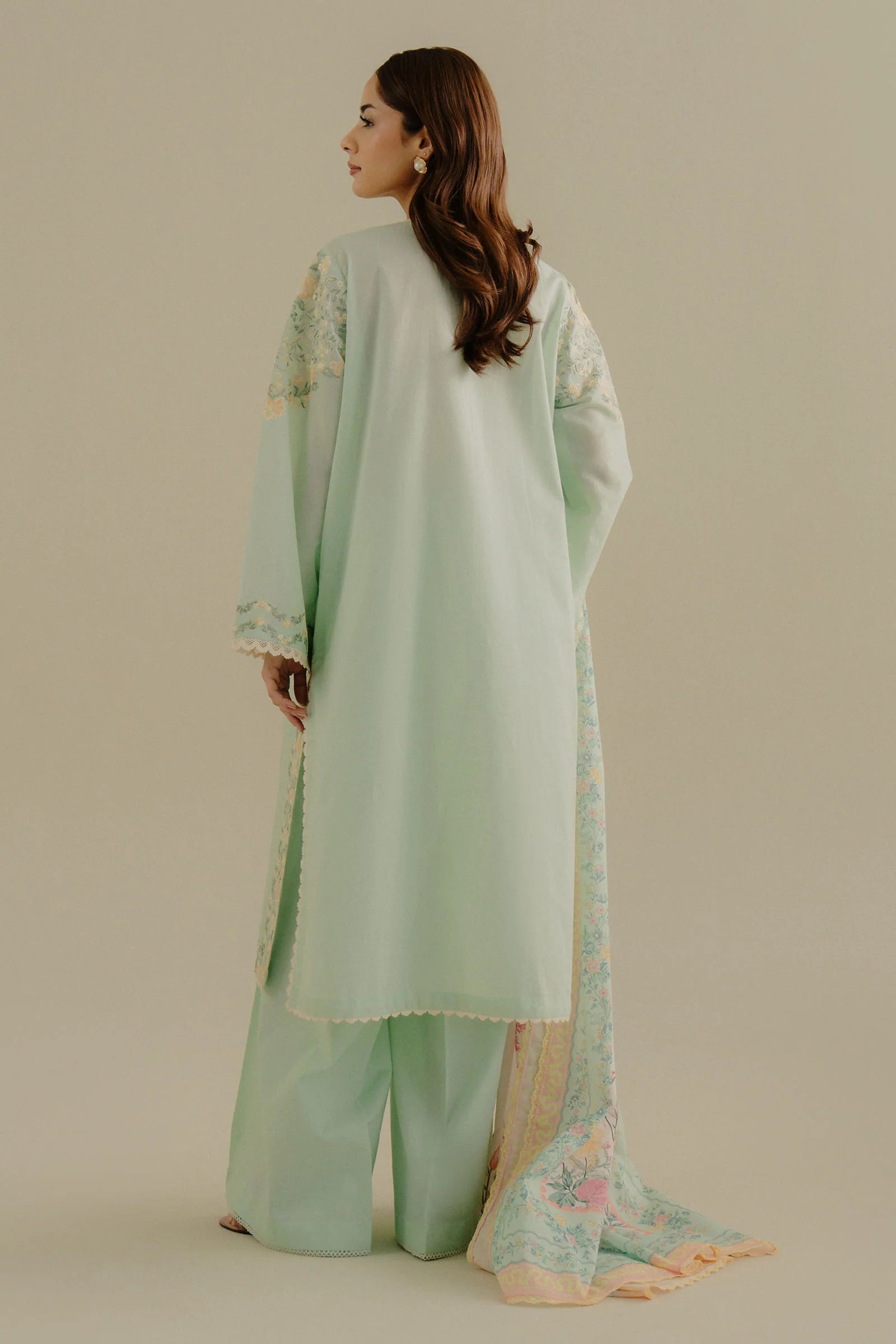 COCO By Zara Shahjahan Velin-7A Back Panel - Dyed Lawn with Embroidery