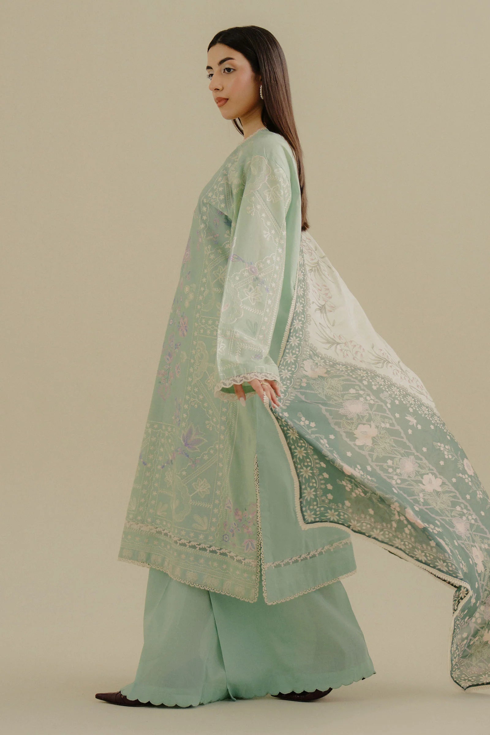 Intricate Back Embroidery on COCO Nyssa-10A Lawn Ensemble