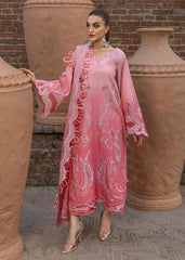 Embroidered front panel with laser appliqués on organza – Crimson All Things Ombre D1B